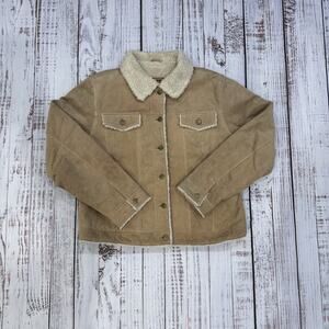Leather USA jacket women XL sherpa lined suede trucker Western coat vintage